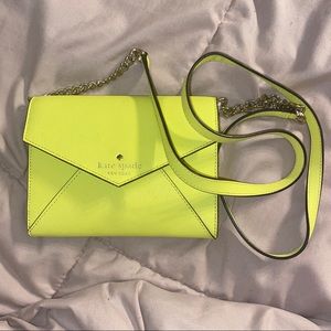 KATE SPADE Neon Yellow Saffiano Clutch Crossbody